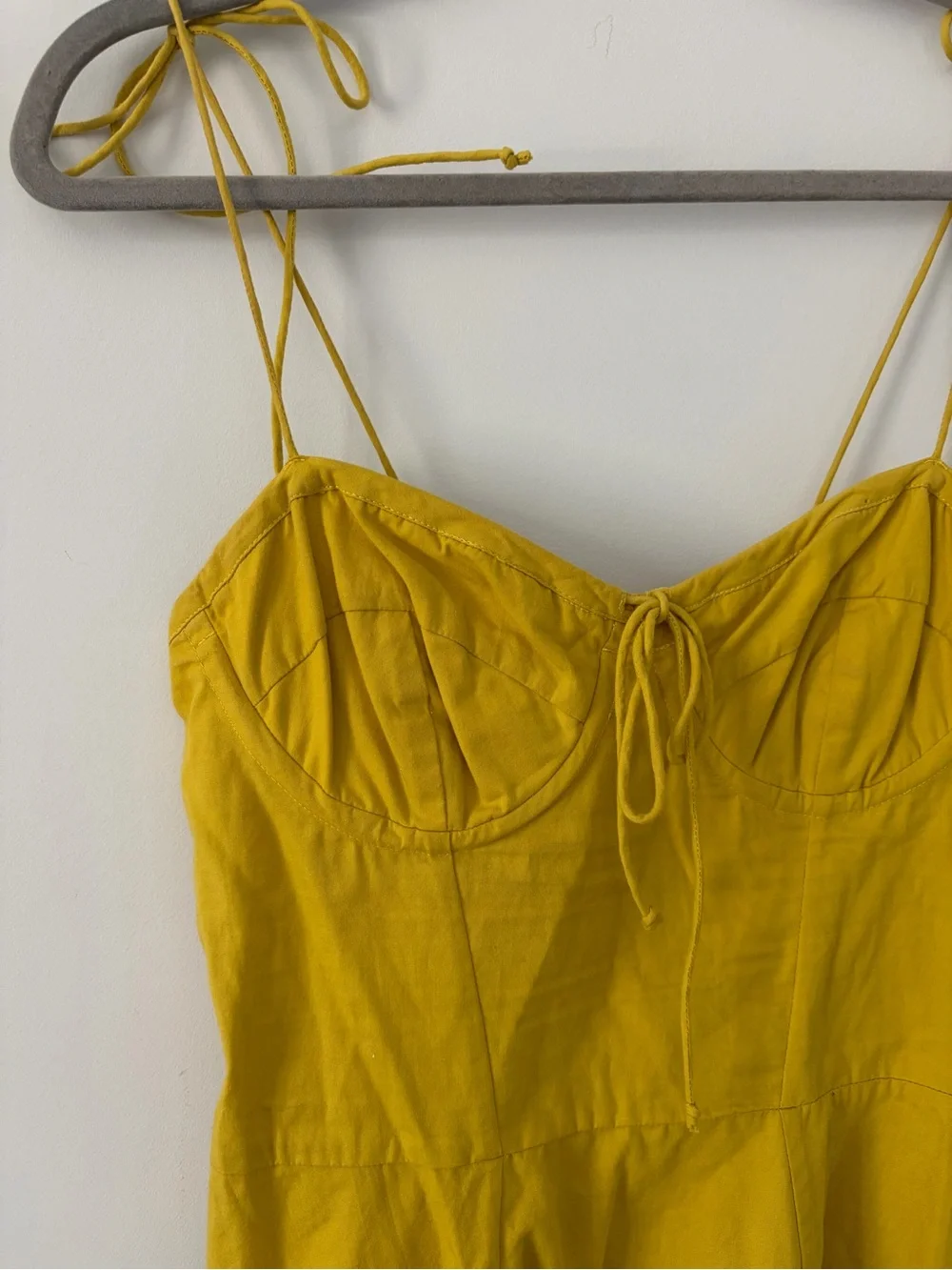 Cleobella Lennon Tie Strap Sleeveless Corset Cotton Mini Dress Golden Yellow S - Picture 5 of 10